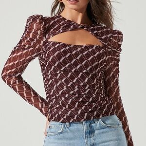 ASTR the label  Demi Top in Wine & Pink Geo size S